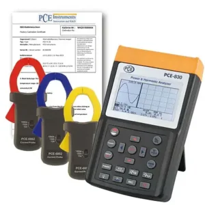 Analisador de potência e harmônicos PCE-830-2-ICA incl. certificado de calibração ISO