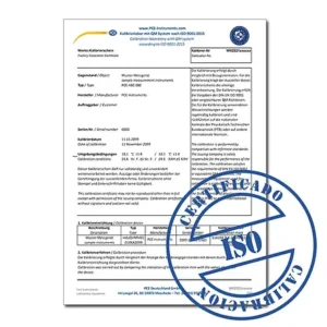 Certificado de calibração ISO CAL-PCE-VDL