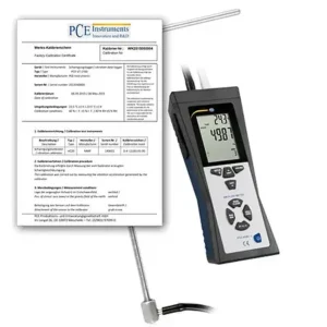 Medidor de vento de tubo de pitot PCE-HVAC 2-ICA incl. certificado de calibração ISO