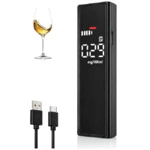 Bafômetro Digital Portátil, USB com Tela LCD, Alarme Tricolor