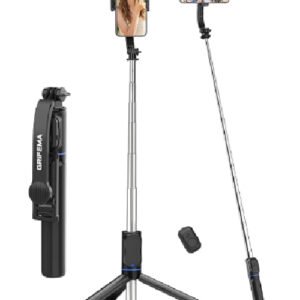 GRIFEMA Selfie Stick e Tripé Extensíveis (42") | Suporte Giratório 360° com controle remoto destacável