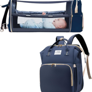 Mochila Portátil para Fraldas para Pais em Viagem, Material Oxford com Bolso Térmico, Porta de Carregamento USB e Antirroubo RFID
