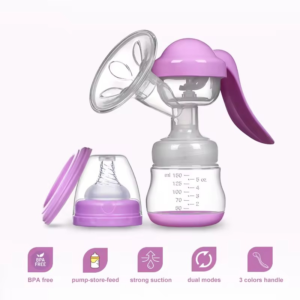 Bomba de Leite Materno Manual de Silicone 150ml com Garrafa e Impressão Personalizada